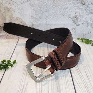 Unbranded Genuine Leather Belt - Brown Double Stitched Size S